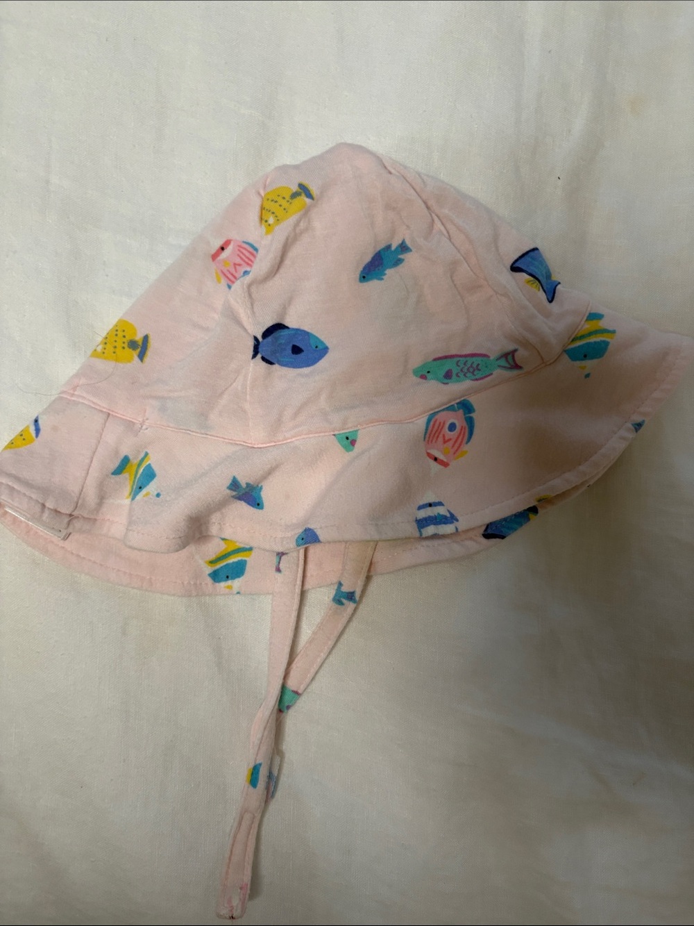 Angel Dear Pink Baby Sun Hat with Multicolor Fish Print